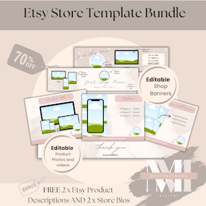 Etsy Branding Kit for Digital Sellers, Etsy Canva Templates for Small Businesses, Etsy Shop Branding for Mumpreneurs, Etsy Banner Templates