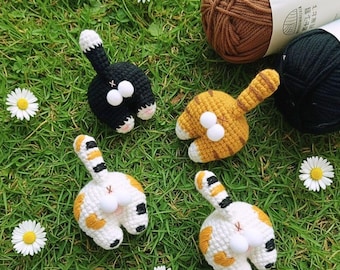 Funny Cat Butt Toy, Keychain Hanging Decoration Crochet Pattern, Easy Tutorial, Amigurumi PDF For Download, Cat Lover 3925AT2