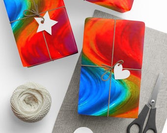 Vibrant Wave Wrapping Paper, Colorful Gift Wrap, 90gsm Art Paper