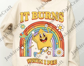 Es brennt, wenn ich pinkele - Retro png, Digital Unangemessene png, Dank Meme png, Weird png, Lustiges Meme png, Offensive Humor png