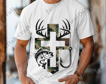 Camo Faith Hunting Fishing Cross Hook Christian Jesus png, Christian Hunter Gift, Hunting Fishing Graphic Digital, Christian png