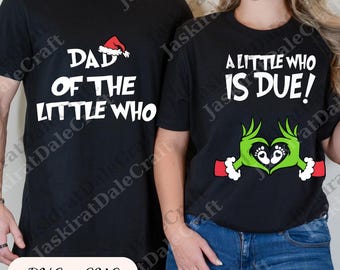 A Little Who Is Due Couple svg, Mommy To Be Tee, New Dad png, Christmas Pregnancy Reveal Digital, Christmas Pregnant png