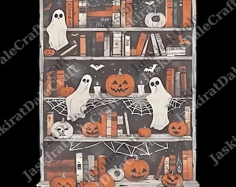 bibliothèque fantôme vintage png, bibliothécaire fantôme Halloween png, numérique Halloween, professeur fantôme png, fantôme livresques mignon png