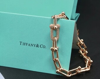 Tiffany & Co 18 Karat Gelbgold-Diamant-Gliederarmband, luxuriöse Schmuckgeschenke