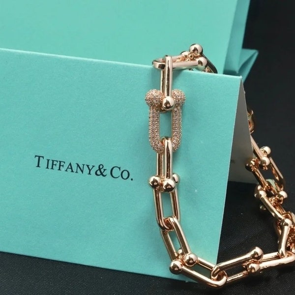 Tiffany & Co 18K yellow Gold Diamond Link Bracelet Luxury Jewelry Gifts