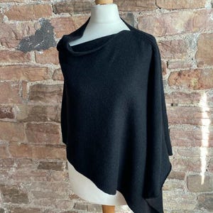Cashmere Knitted Poncho in Black Made in Scotland. Free UK Shipping. HUGE DISCOUNT!