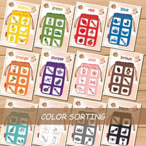 Color Matching Activities Color Sorting Game, Toddler Busy Book Printable Color Learning Binder, Montessori Homeschool Preschool Curriculum