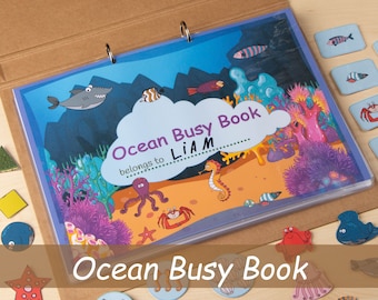 Livre occupé pour tout-petits animaux de la mer, classeur d'apprentissage imprimable à la maison, impression préscolaire, livre personnalisé pour tout-petit
