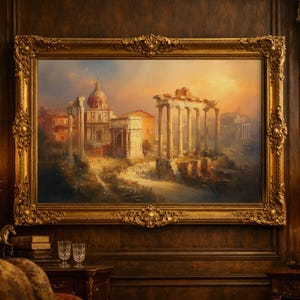 Vintage Roman Forum Painting Print | Ancient Rome Wall Art | Rome Ruins Landmark Gift Idea