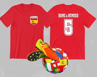 Spain National team Football Shirt, Custom Name Spain Shirt, Custom Football Shirt, Soccer Shirt, National Team Shirt, Football Team Shirt