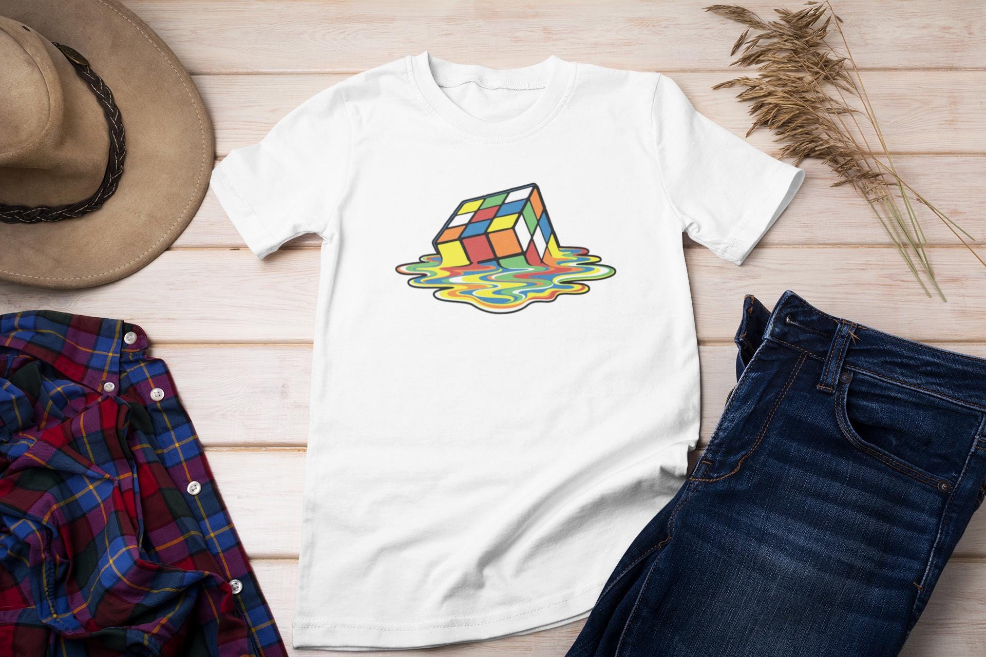 Melting Rubik's Dripping Cube Big Bang Theory Sheldon Cooper T-Shirt, Big Bang Theory Shirt, Sheldon Cooper Bazinga Shirt, Nerdy Shirt
