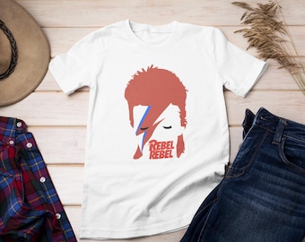 David Bowie Rebel Song, David Bowie Shirts, Bowie Rock T-shirts, Rock N Roll Shirt, Rock music t-shirt, David Bowie Rebel shirt, Rebel Rebel