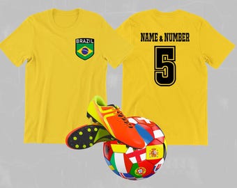 Brazil National Team, Custom Football Shirt, Brazil Football Shirt, Custom Name Football Shirt, Soccer Shirt, Soccer Jersey, Football