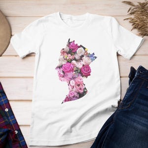 Queen Elizabeth Floral siluete Shirt, Queen of England T-shirt, Her Majesty Queen Elizabeth II, RIP Queen Elizabeth, Royal Shirt