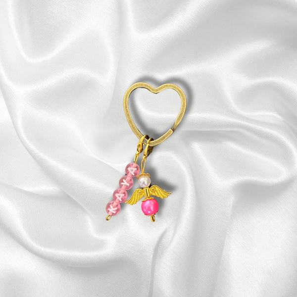 Keyring with lucky angel and name, gift, multi-coloured, guardian angel, lucky charm, pearls, personalised, angel, gender reveal