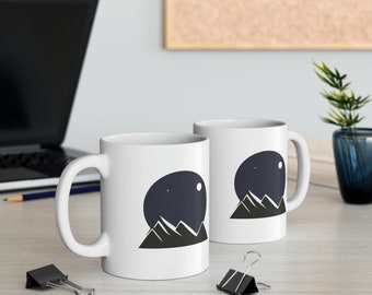Mountain and Moon Landscape Mug. Perfect Mug for the Outdoors