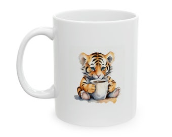 Cute Baby Tiger Mug. Baby Animal Mug. Little Animal Mug. Gifts for Her. Gifts for Him. Best Selling Mug. Watercolor Mug. Small Animal Mug