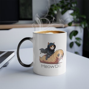 Farbmorphende Kaffeetasse: Meow&#39;Dib Lustiges Katzenspiel , Heat Reactive