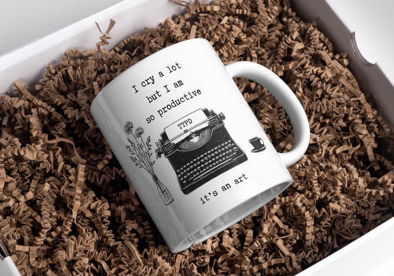 I Cry A Lot But I Am So Productive It's An Art Mug, The Tortured Poets Department, Taylor Swift Lyrics, I Can Do It With A Broken Heart Mug zdjęcie 1