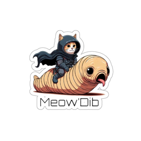 Funny Dune Meow'Dib Sticker, Dune fans, Dune merch, Gift for movie fans, best selling sticker, Cat pun sticker, Dune book and movie