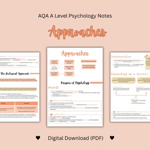 A level Psychology A* Notes (AQA) - Approaches | downloadable and printable | comprehensive revision guide