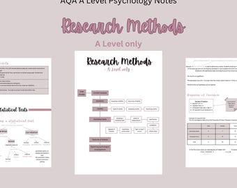 A level Psychology A* Notes (AQA) - Research Methods (A Level content only) | comprehensive revision guide