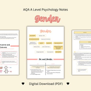 AQA A level Psychology A* Notes - Gender | comprehensive revision guide