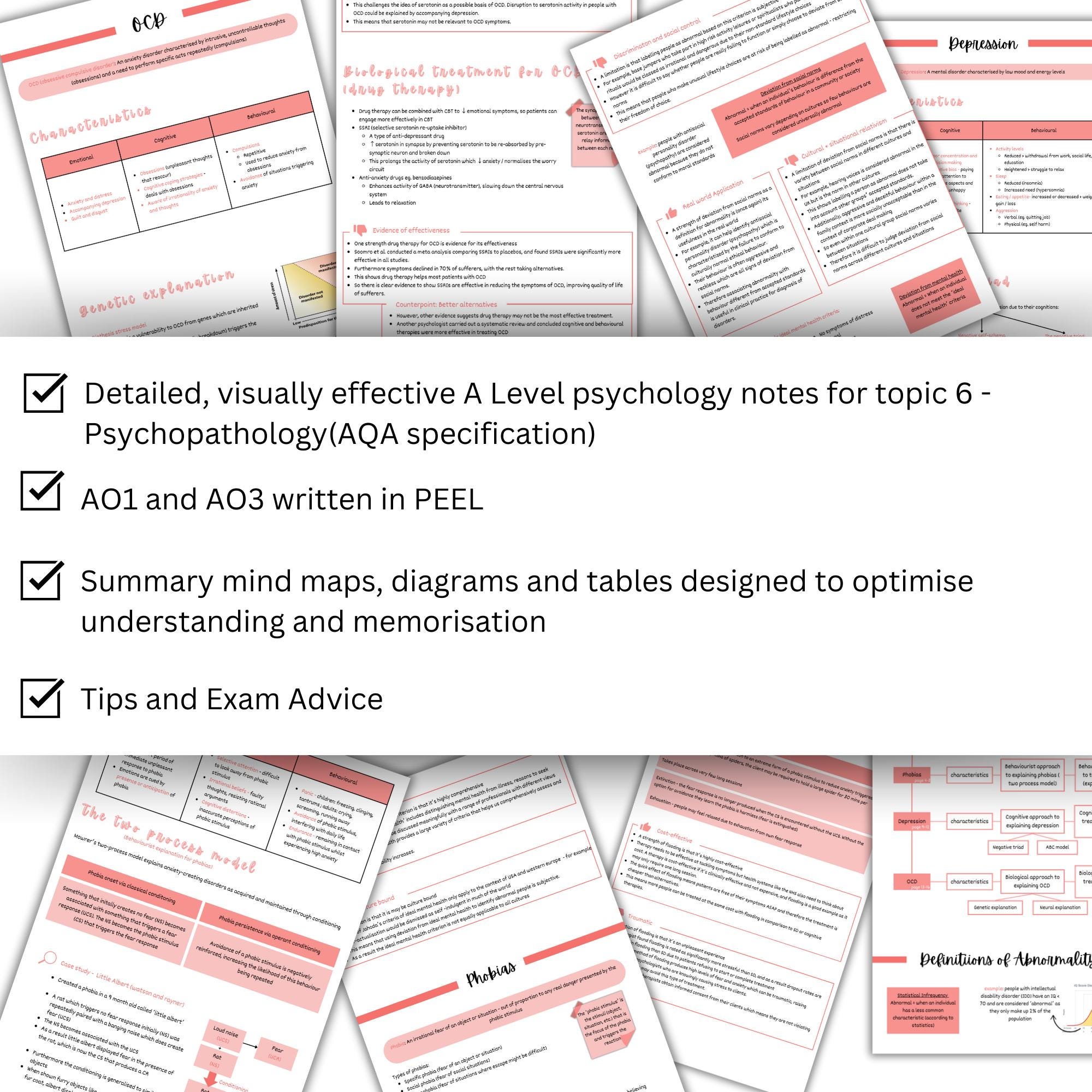 A Level Psychology A* Notes (AQA) - Psychopathology | Downloadable and ...