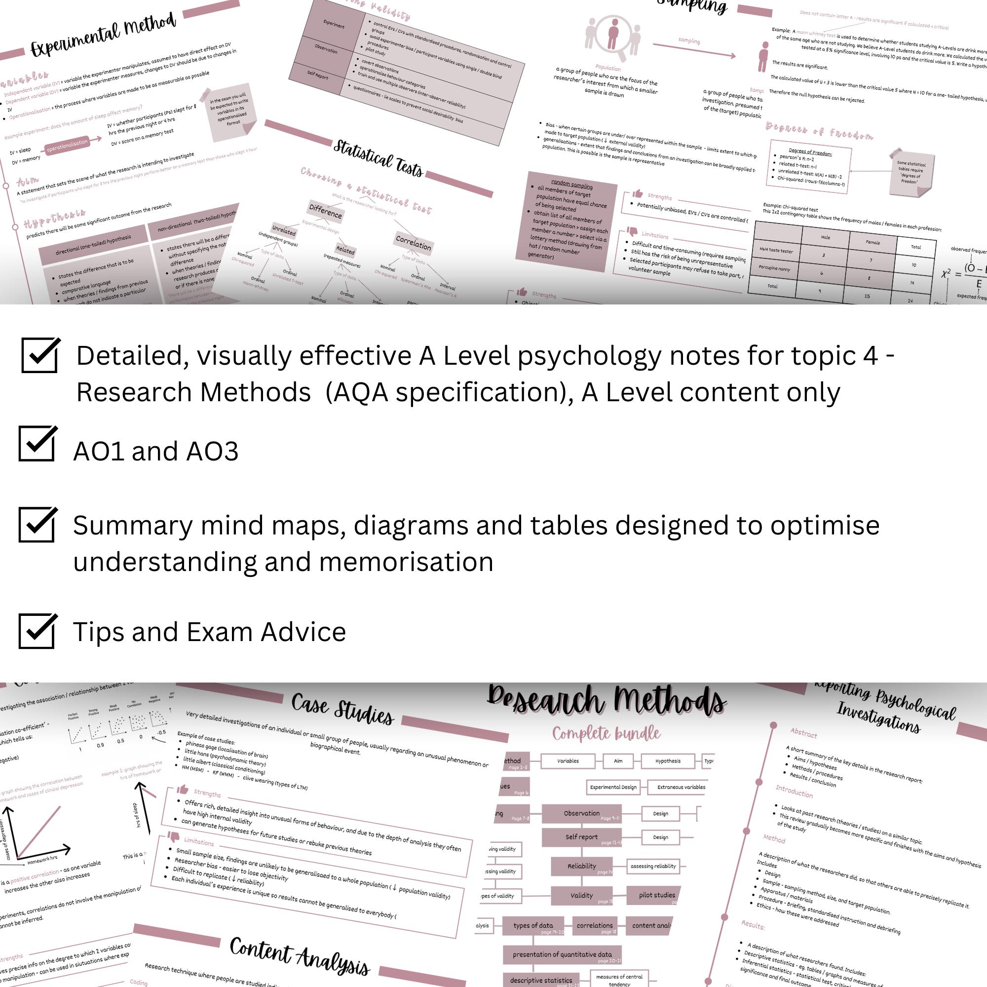 A Level Psychology A* Notes (AQA) - Research Methods FULL NOTES ...