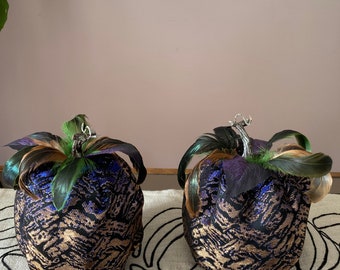 Handmade Metallic Fabric Pumpkins: Rustic Autumn Decor, Set of 2