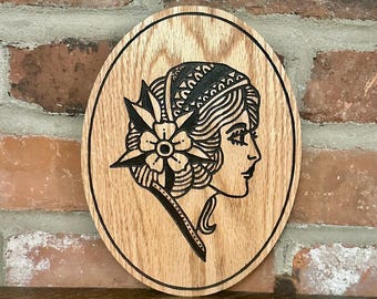Gypsy Tattoo Flash Wall Decor - Oak