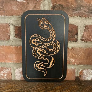 Snake Tattoo Flash Wall Decor - Ebonized Maple