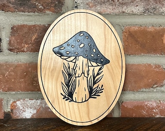 Mushroom Wall Decor - Cherry Wood