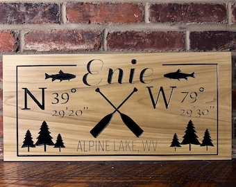 Camp/Lake House Location Custom Wood Sign