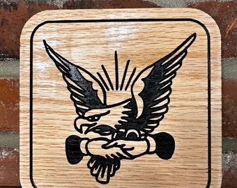 Eagle Tattoo Flash Wall Decor - Oak