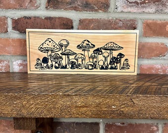 Mushrooms Wall Decor: Cherry Wood
