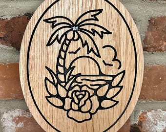 Island Tattoo Flash Wall Decor - Oak