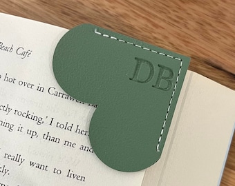 Personalized Faux Leather Heart Bookmark: Custom Initial Gift