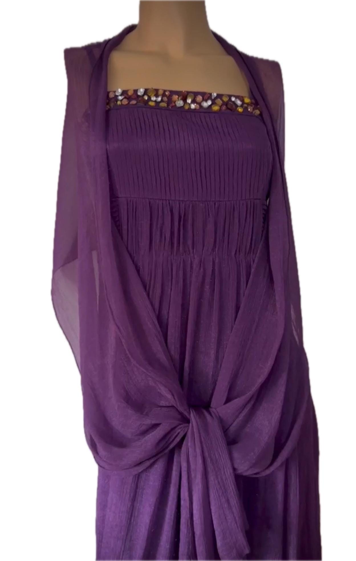90s prom dress with shawl Vintage 90s Cornflour Blue Beaded Evening Gown With Scarf  Call Me The  Breeze