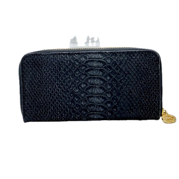 Michael Kors Python Embossed Zip Around Black Lea… - image 2