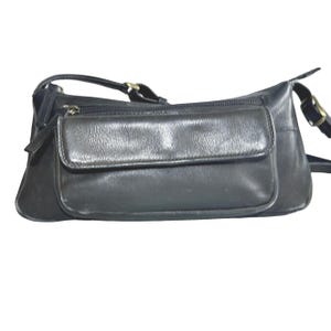 Derek Alexander Sac bandoulière en cuir noir pour téléphone portable à plusieurs compartiments