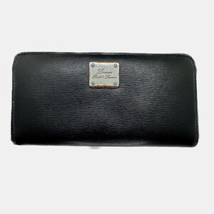 Billetera vintage Lauren Ralph Lauren Sloan Street con cremallera alrededor de la cartera continental de cuero negro, monedero rectangular, tarjeta de crédito, logotipo de metal