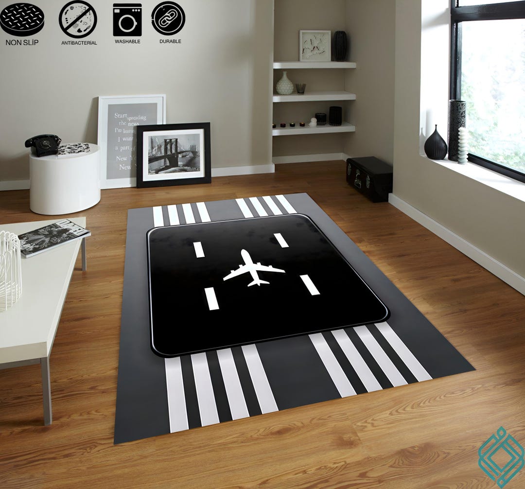 Flight Line Rug Flight Play Rug, Airplane Road Mat, Airport Play Rug, Runway Play Mat ...