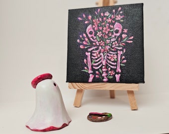 Ghost artist with Mini Original Acrylic Cherry Blossom Painting & Palette