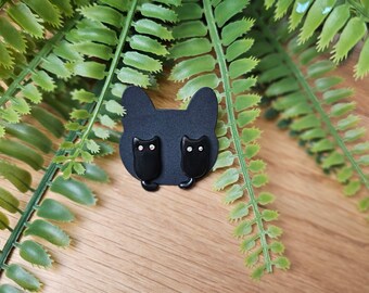 Black Cat Stud Earrings Polymer Clay