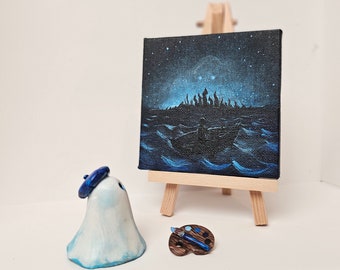 Ghost Artist with Mini Original Acrylic Lovecraftian Painting & Palette