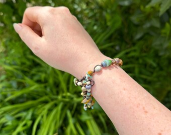 porcelain bracelet, rustic jewellery, handmade bracelet, boho accessories, ceramic point beads, porcelain beads, artisan jewellery (BR-01)