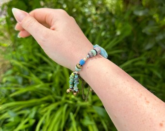 porcelain bracelet, rustic jewellery, handmade bracelet, boho accessories, ceramic point beads, porcelain beads, artisan jewellery (BR-02)