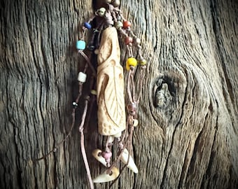 porcelain necklace, rustic jewellery, handmade necklace, boho accessories, butterfly pendant, long necklace, artisan jewellery (N-11)