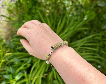porcelain bracelet, rustic jewellery, handmade bracelet, boho accessories, ceramic point beads, porcelain beads, artisan jewellery (BR-03)